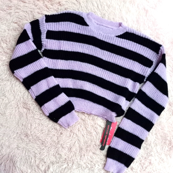 ROMWE Sweaters - ⭐️Dusty lavender thick soft warm striped sweater! Nwt! Pastel goth wear